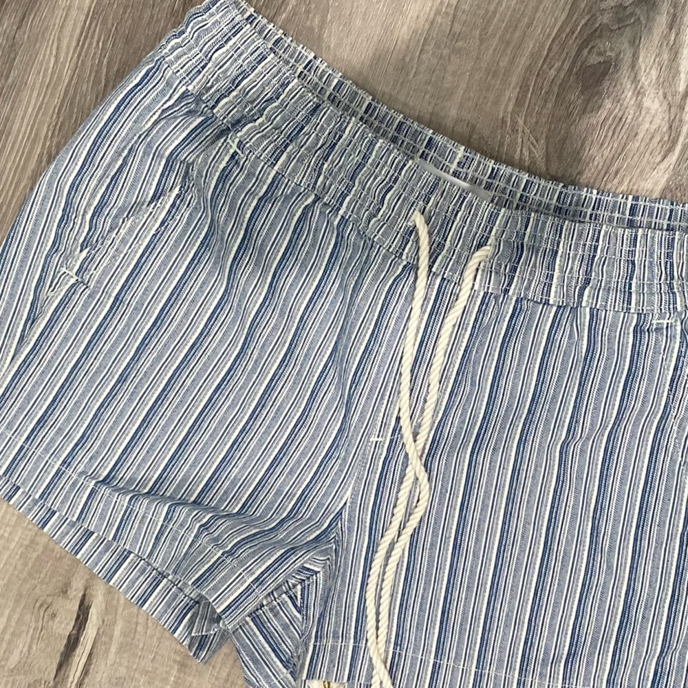 Loft Blue Striped Drawstring Shorts - Picture 3 of 5